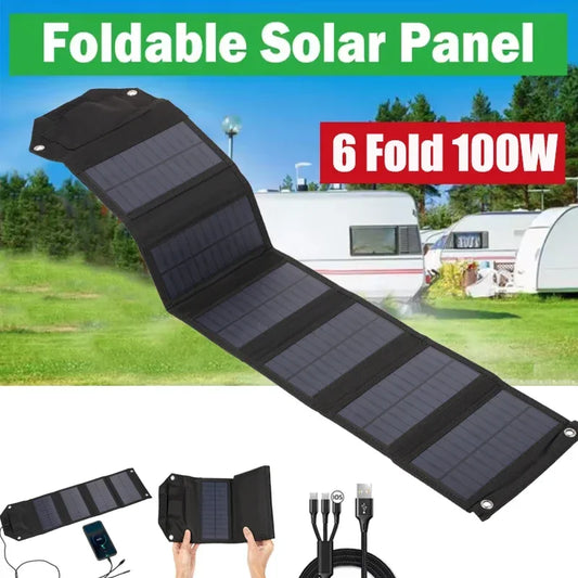 Panou Solar Pliabil Portabil 100W cu USB - Impermeabil pentru Camping