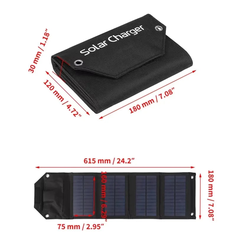Panou Solar Pliabil Portabil 100W cu USB - Impermeabil pentru Camping