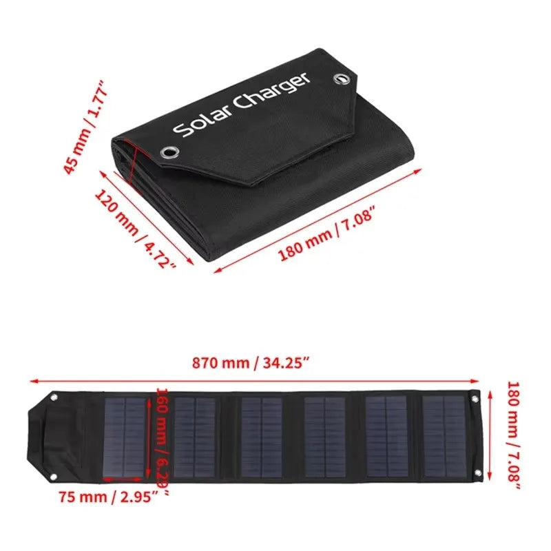 Panou Solar Pliabil Portabil 100W cu USB - Impermeabil pentru Camping